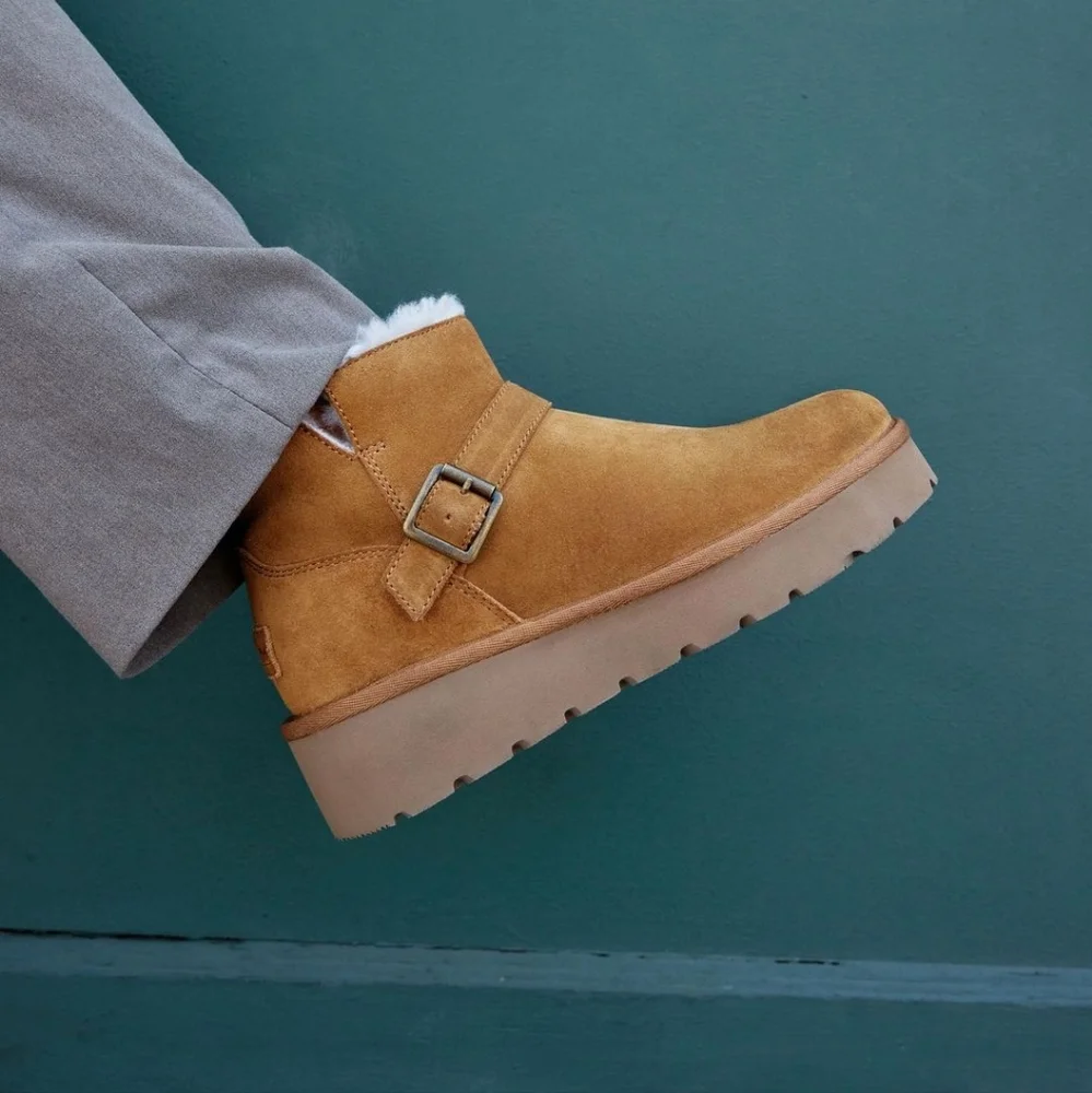 New UGG Koolaburra Suede Wedge Kelissa Mini Winter Boot In Tan 🤎 Size 10
